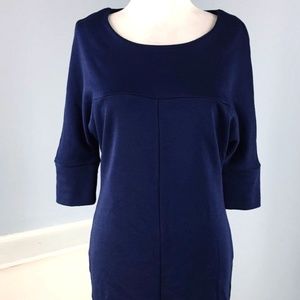 New Lacoste Navy Sheath dress 3/4 sleeve Stretch